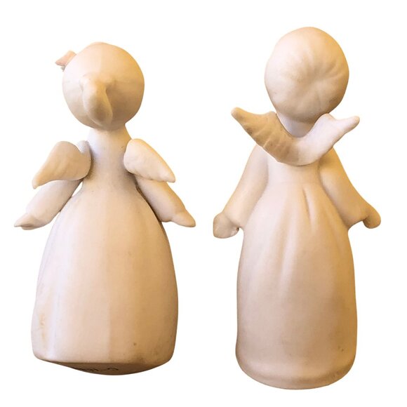 5 Vintage Angel Figurines 2 Unglazed Napcoware Japan Napco + 3 Glazed Angels - Picture 4 of 14